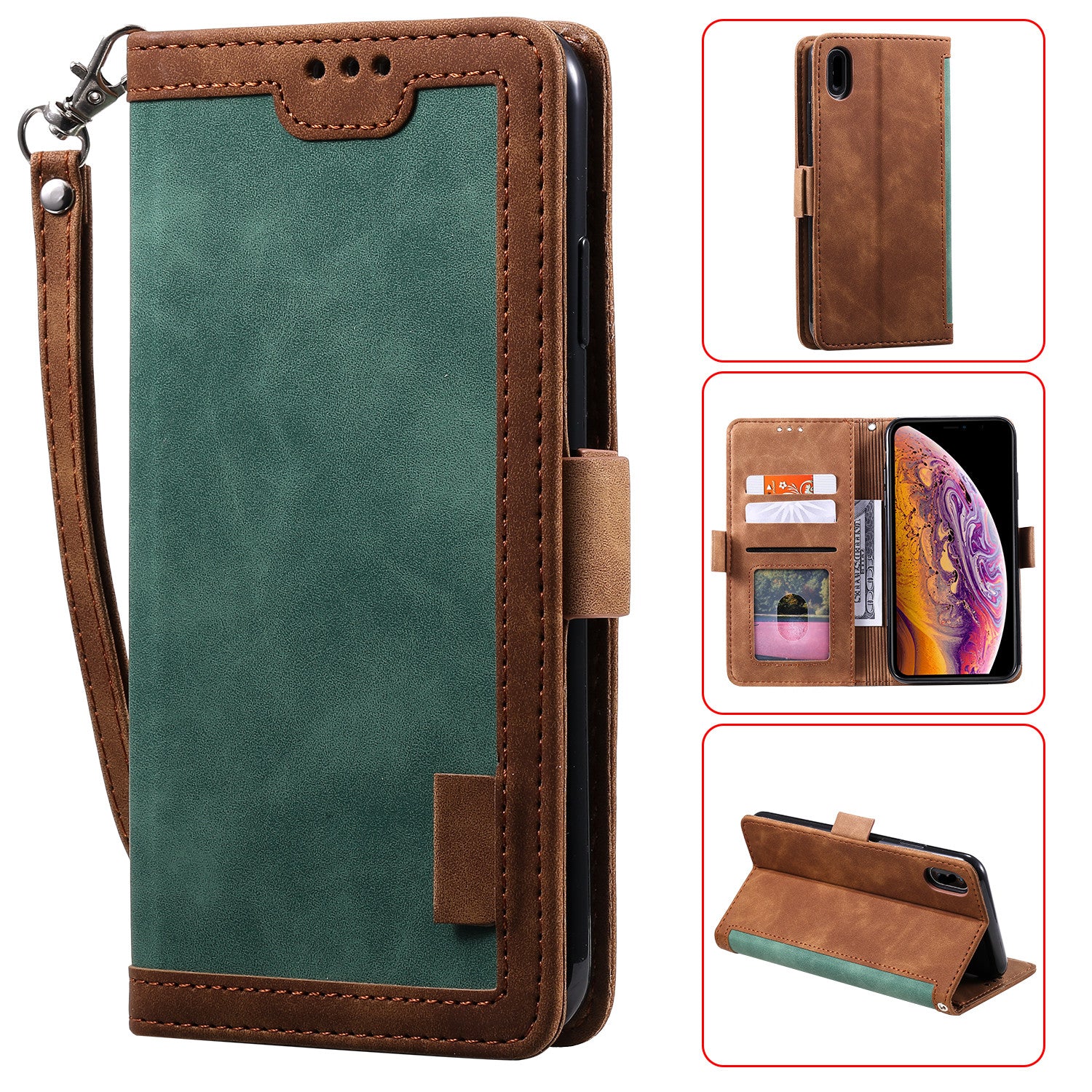 Kožené pouzdro Vintage Splicing Style Wallet Stand pro iPhone XR 6,1 palce Kožené pouzdro Vintage Splicing Style Wallet Stand pro iPhone XR 6,1 palce
